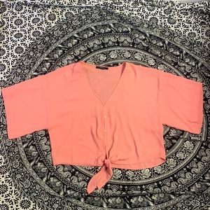 Forever 21 cropped, front tie shirt